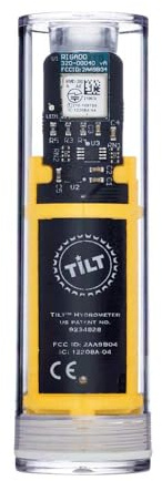 Tilt Wireless Yellow Hydrometer and Thermometer: Patented Brewing Technology for Precision Monitoring & Control for Fermentation of Beer, Wine, Cider, Mead & More