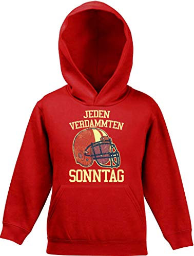 ShirtStreet American Football Gruppen Fan Kinder Hoodie Kapuzenpullover Mädchen Jungen Jeden verdammten Sonntag 2, Größe: 116,Rot
