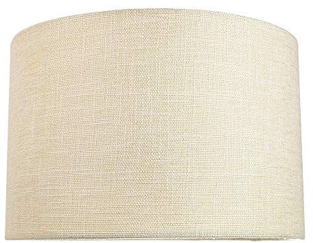 Contemporary and Sleek 12 Inch Cream Linen Fabric Drum Lamp Shade 60w Maximum | 30cm Diameter | for Table Lamp or Pendant by Happy Homewares