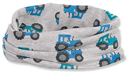 Sterntaler Multifunktionstuch Traktor - weicher Baby und Kinder Schlauchschal aus Singlejersey - variabel tragbar als Jungen Mütze, Stirnband, Schalmütze, Halstuch oder Bandana - silber, Größe 2