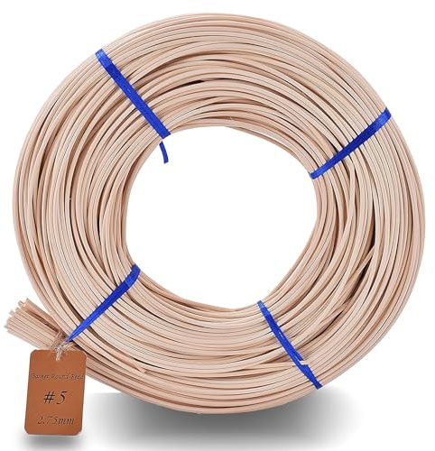 VFULIE Basket Round Reed #5 2.75mm 1-Pound Coil Basket Weaving Cane for Chair Making and Wicker Weaving DIY Furniture Making Supplies