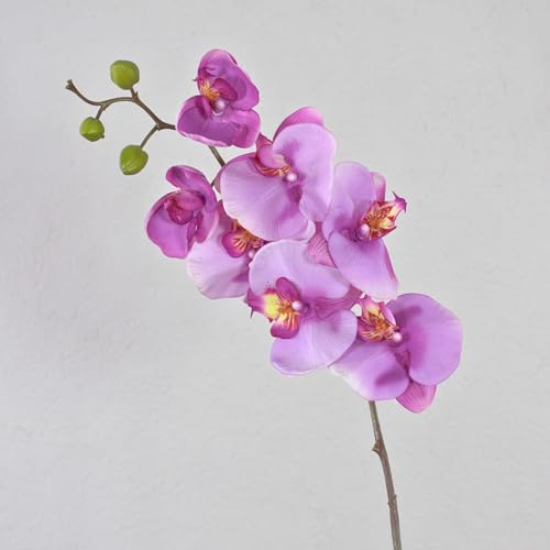 artplants.de Tige d'orchidée Phalaenopsis en Tissu Ricky, Rose, 105cm - Phalaenopsis Artificiel - Fausse orchidée