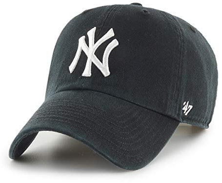 '47 MLB New York Yankees Clean Up Unisex-Baseballkappe, Verstellbar, Hochwertiges Design und Verarbeitung, White Logo, Black
