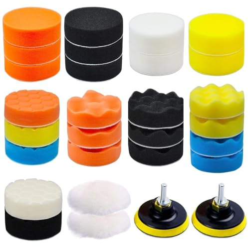 Car Foam Polishing Buffing Kit, Polishing Buffing Pads, Wool Pads,Polishing & Buffing Wheels, for Headlights & Body Foam Wax & Buffer Kits (27)
