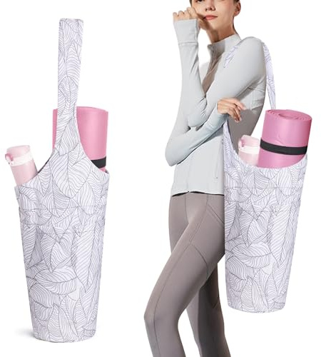 IwIeIaIrI Yoga Mat Bag for Women with Mat Carrier Large Size Pocket,White