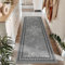 Homcomodar Runner Rugs for Hallways Grey 65x180 Non Slip Extra Long Hallway Runners Nylon Kitchen Runner Washable Low Pile Carpet Runners for Hallway Kitchen Entryway