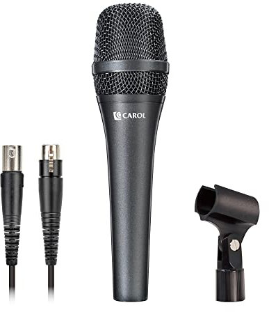CAROL AC-910 XLR Wired Vocal Microphone – Dynamic Cardioid Mic with Dual-Engine AHNC Noise Cancelling Tech for Professional Singing, Karaoke, Stage & Studio, Includes Mic Clip, 4.5m XLR Cable