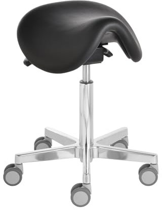 Prova Nova Sattelhocker docy Lugano 4651, Sitzhöhe ca. 58-77cm, mit Sitzneigeverstellung, stufenlose Höhenverstellung, Aluminium-Fußkreuz, Rollen ø 65mm vollverkapselt , Polsterdekor:Stamskin schwarz