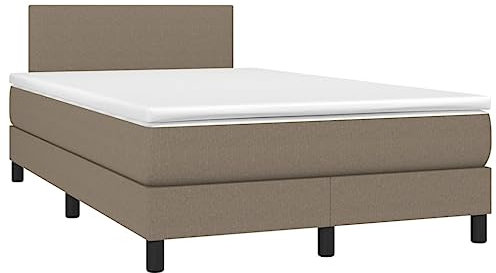 vidaXL Boxspringbett mit Matratze Polsterbett Doppelbett Bett Hotelbett Schlafzimmerbett Bettrahmen Bettgestell Lattenrost Taupe 120x200cm Stoff