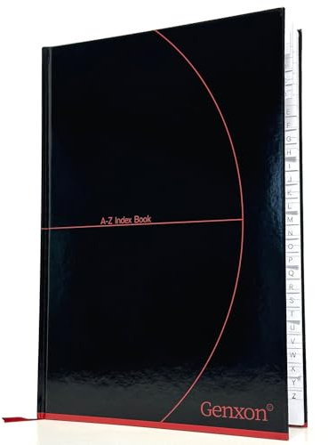 genXon A4 Hard Cover A-Z Index Notebook Ruled Book 192 Pages Phone Address Book Notes Organiser Tabbed