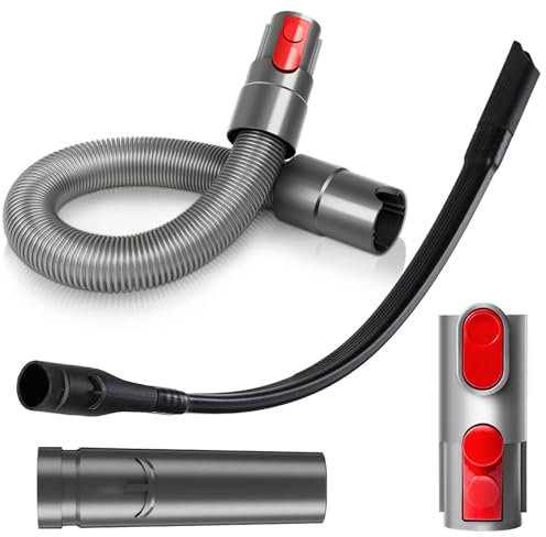 4 Piezas Aspiradora Universal Accesorios, 1 Pajita Larga y Plana + 1 Manguera + 2 Adaptadores, Racor de Repuesto para Aspiradoras, para Dyson V7, V8, V10, V11, V15 Aspiradora