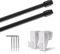Vitragestangen 2er Pack ausziehbar, 2 Gardinenstangen mit Klemmträger - Befestigung ohne Bohren (Farbe: Schwarz, Größe: 110-150cm)