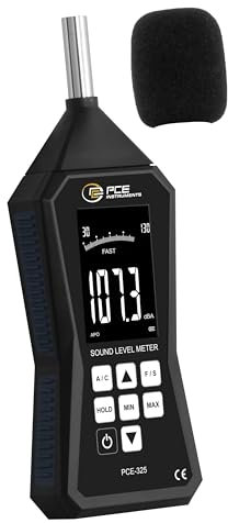 Decibelímetro Digital PCE-325 para Medir Nivel de Presión Sonora, Rango de 30-130 dB, Pantalla LCD de 2,8, Funciones Hold, Min y Max | PCE Instruments
