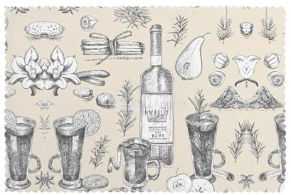 Wein- und Weinherstellung Weingut Weinkellerei Weinkellerei Felddruck Esstisch Set mit 6 Tischsets für den täglichen Gebrauch und besondere Anlässe