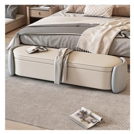 Sängbänk Ljus lyxig sänggavel i sovrummet, förvaringsbädd, soffa fram, lång, bänk entrén, skobänk(Light Gray,Små)
