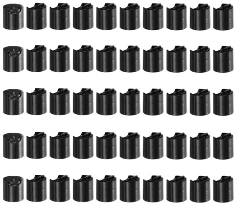 sourcing map 50 tappi superiori a disco in plastica PP, 18/410, tappi di ricambio durevoli per bottiglie da spremere, bottiglie ricaricabili, plastica, vuoti, shampoo, nero