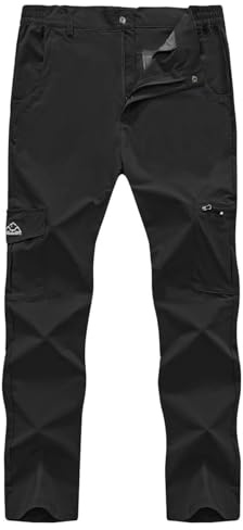 Rdruko Men's Hiking Cargo Trousers with 6 Pockets, Black 34