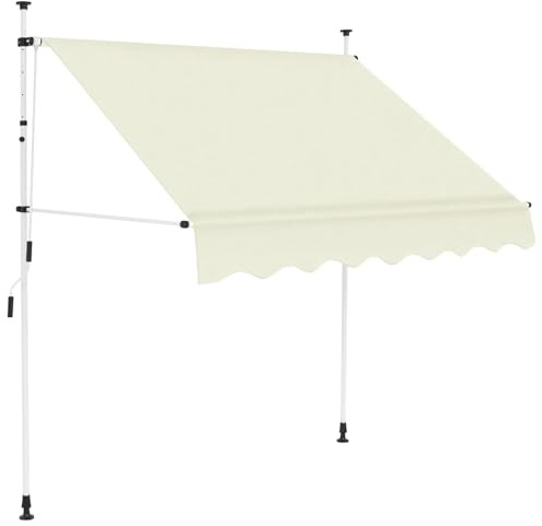 Toldo manual retráctil, toldo impermeable ajustable con manivela, parasol anti-UV para patio, balcón, jardín, restaurante, crema, 250 cm