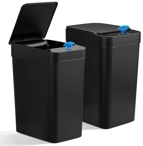 Set di 2 Pattumiere Intelligenti (15L & 12L) con Sensore – Cestino per la Raccolta, Pattumiera per il Bagno, Pattumiera Automatica Silenziosa e Impermeabile per Cucina, Bagno, Ufficio e Soggiorno