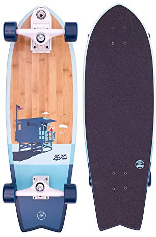Z-Flex Bamboo Surfskate Fish Longboard, Adults Unisex, Blue (Blue), 31 IN