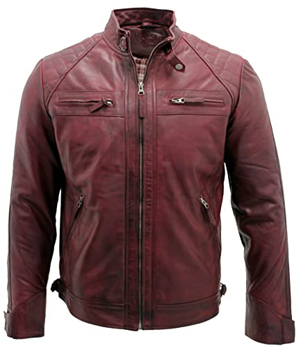 Infinity Leather Veste Homme Rétro Matelassée En Cuir Véritable