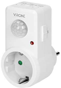 VIRONE MS-1(GS) Rilevatore di Movimento a Presa 120° - IP20-280W - Versione Schuko (Tipo F)