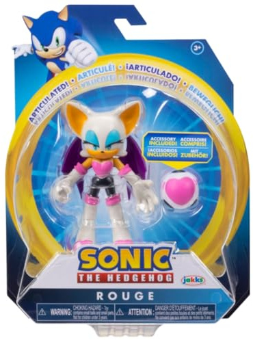 Sonic The Hedgehog - Action figure da collezione, 10 cm - Rouge con bomba a forma di cuore