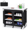 TANGZON Camping Cupboard, Portable Aluminum Camping Kitchen Unit with 6 Shelves & Carrying Bag, Outdoor Double Travel Storage Unit for Picnic BBQ Party, 96 x 49 x 80cm (Black)