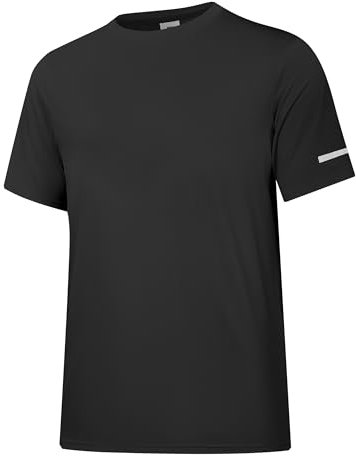 Herren Rash Guard UPF 50+ Sonnenschutzkleidung Kurzarm-T-Shirts für Männer Leichte, schnell trocknende SPF UV Swim Surfing Tees Schwarz 01-L