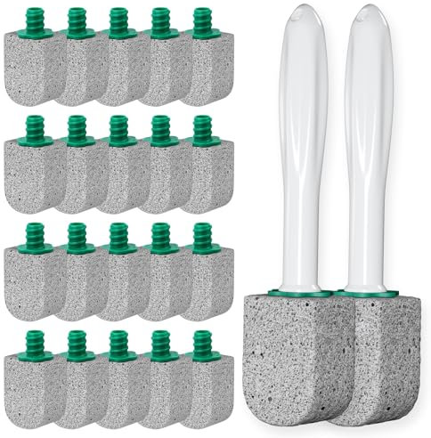 Pumice Stone Toilet Bowl Cleaner,Bathroom Cleaner Brush Toilet Wand Refills with 30CM Long Handle for Remove Hard Water Stains with 1 Wand+ Pumice Stones (20 Pack Stone)