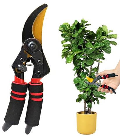 Cesoie da giardino | Forbici per impianti in acciaio al carbonio – Taglierina da giardino con manico morbido per piante floreali, tagliaerbe, forbici per piante