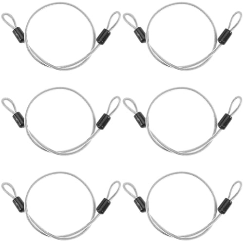 GORGECRAFT 6PZ Lucchetto di Sicurezza Cavo di Sicurezza in Acciaio Inossidabile da 50cm Cavo di Sicurezza Multifunzionale Rivestito in Treccia da 4mm con Doppio Anello per Bagagli Biciclette Cancelli