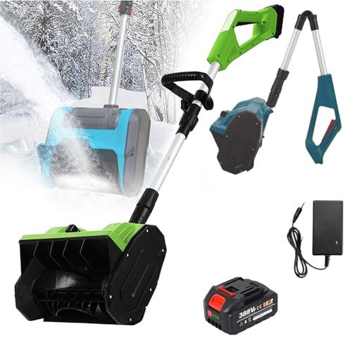Souffleuse à neige électrique, pelle à neige sans fil, souffleuse à neige alimentée par batterie avec poignées, feuilles réglables, balayeuse à neige manuelle 1200 W pour le nettoyage largeur 33 cm,