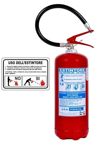 Eestintore a polvere KG 6, anno 2025, fornito di staffa + cartello estintore + tagliando di controllo.