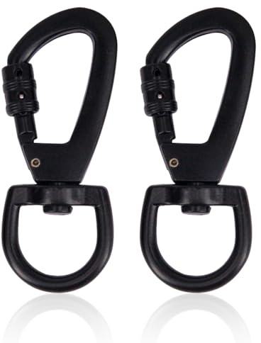 XQIGI 2 Pack Dog Leash Clips Locking with Swivel Ring, 3 inches Heavy-Duty Quick Release Buckles for Pet Lanyard Keychain Backpack (Black)