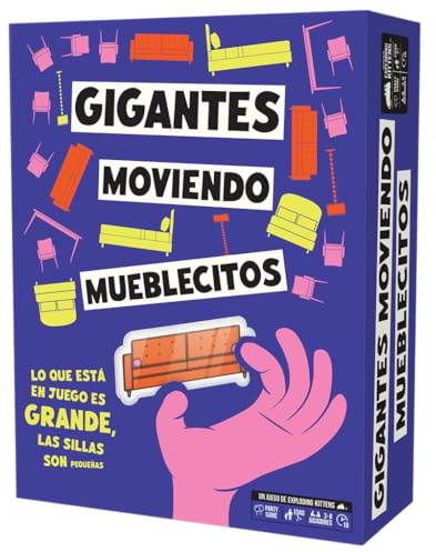 Exploding Kittens Gigantes moviendo mueblecitos, Juego de Mesa, A Partir de 7 Años, A Partir de 3 Jugadores, 10 Minutos por Partida, Español
