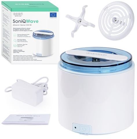 ZENT SoniQWave Nettoyeur à ultrasons 200ml, Bac ultrason pour Prothèses Dentaires, Bijoux, Aligneurs orthodontiques - Technologie de nettoyage à 360°, Idéal pour voyager, Dispositif médical