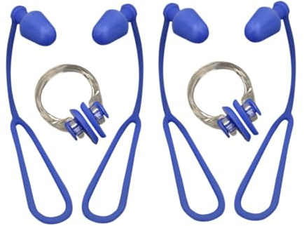 Abaodam Set 2 Unitá Clip Naso Impermeabili in Silicone con Corda, Protezione Naso in Acqua per Bambini e Adulti, Accessori Nuoto Confortevoli e Resistenti