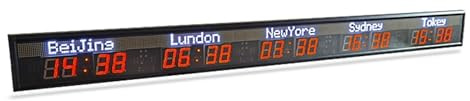 Horloge mondiale LED avec minuterie, horloges murales multi-zones for hôtels, entreprises multinationales et aéroports internationaux Modes multiples(HIT5-2.3W)