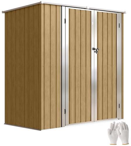 Outsunny Caseta de Jardín Exterior 1,37 m² 163x89x163 cm Marrón Claro