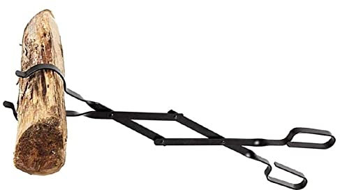 Rocky Mountain Goods Firewood Tongs - Reinforced Wrought Iron - 26” x 12” - Log Grabber for Up to 12” Thick Logs - Rust Resistant Finish - Black - 1 Pair