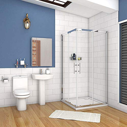 AICA cabine de douche 90x90cm accaccès d'angle cabine de douche carré porte de douche coulissante hauteur:195cm