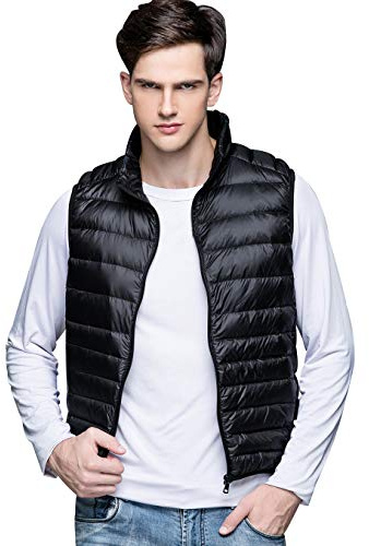 Chaleco Plumas Ligero Hombre Chaleco Plumifero Ligeros Hombre Chalecos Acolchado Caballero Abrigo Plumon Sin Manga Hombre Ultraligero Tallas Grandes Slim Fit Invierno Chalequillo Portátil Negro 2XL