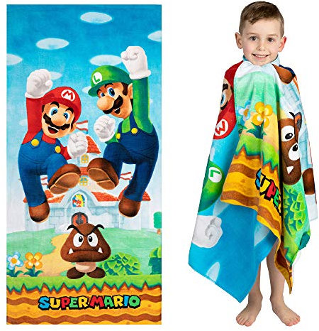 Franco Super Mario Official Nintendo Kinder-Badetuch, Pool-/Strandtuch, superweich, 147,3 x 71,1 cm