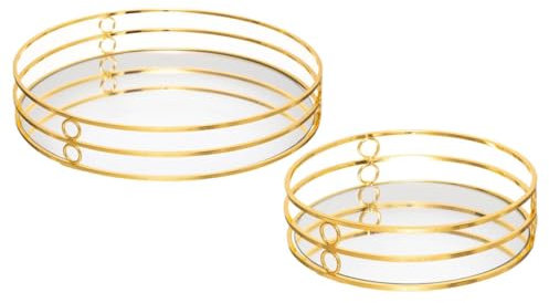 Atmosphera - Set de 2 Plateaux Feel - Bois et Verre - doré