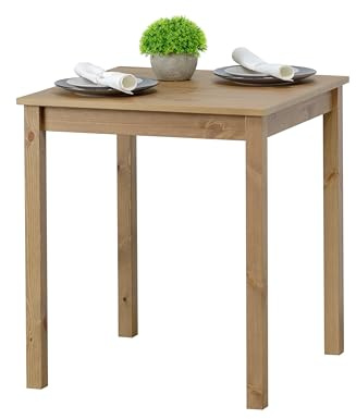 Hagge home Matbord köksbord litet bord vardagsrum nordisk furu massivt trä, trä hållbart skogsbruk, 68 x 68 cm, höjd 75 cm, vit (Brown Oak)