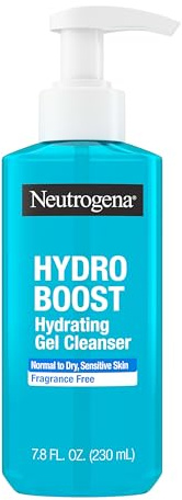 Neutrogena Hydro Boost Face Wash, Fragrance Free, Hydrating Facial Cleanser with Hyaluronic Acid, Daily Foaming Face Wash & Makeup Remover, Hypoallergenic Gel Cleanser, 7.8 fl. oz