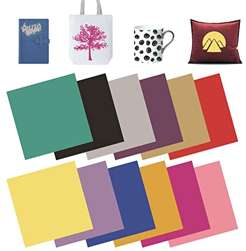 Suitedget B-060 12 Blatt Infusible Ink Folie Sublimationspapier Nicht Schmelzendes Transferpapier zum Aufbügeln 30,5 x 30,5 cm, Geeignet für DIY-T-Shirts, Tassen, Leinwände, Tragetaschen, Untersetzer