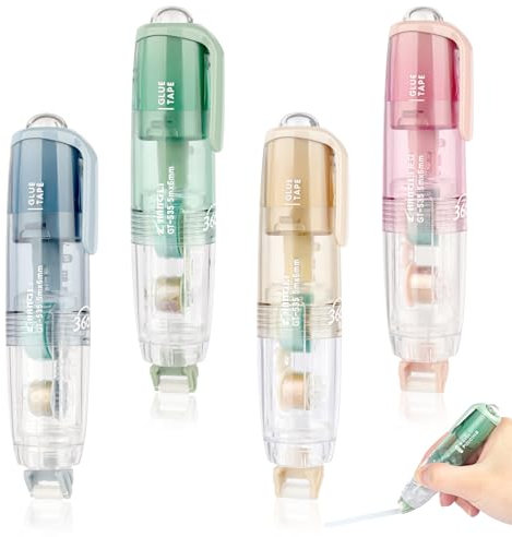 Kleberoller, 4 Stück Fotokleber, Doppelseitiges Klebeband Roller für Scrapbook, Kartenherstellung, Sammelalben, Basteln, Schule und Büro Klebemaus (5mx6mm)