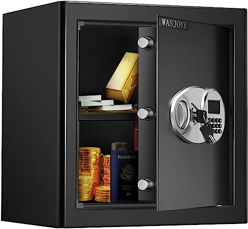 WASJOYE Tresor für Zuhause, Safe Tresor mit Zahlenschloss, Digital Elektronischer Möbeltresore, Tresor mit 2 Schlüssel, für Büro Hotel Geld Dokument Schmuck Reisepass Lagerung, 47L(40 * 37 * 31cm)